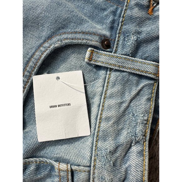 BDG New Urban Outfitters Light Wash Denim Mini Skirt Small Cotton Raw Hem - Picture 8 of 9